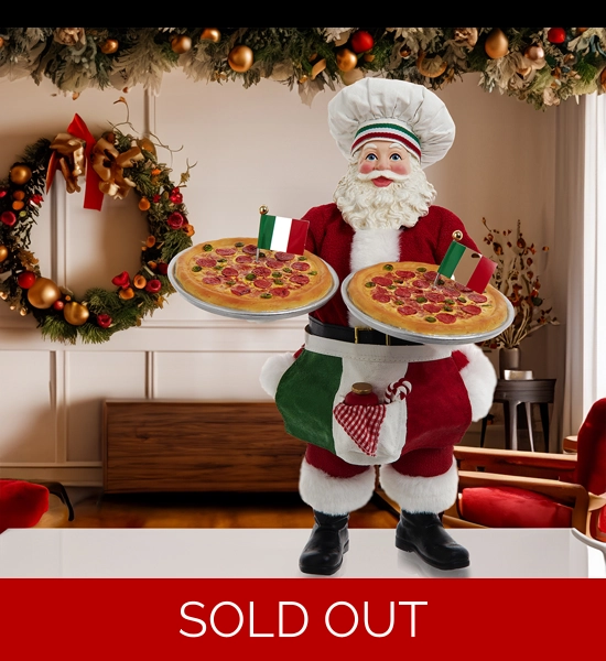 Kurt Adler Fabriche 11" Chef Santa W/Two Pizza's